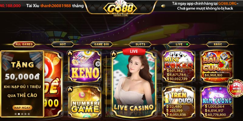 Tham gia live casino GO88 ios