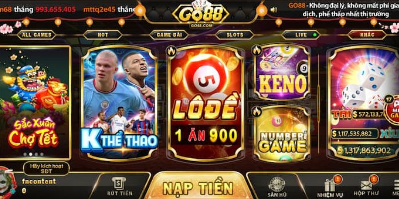 Trải nghiệm K thể thao GO88 android