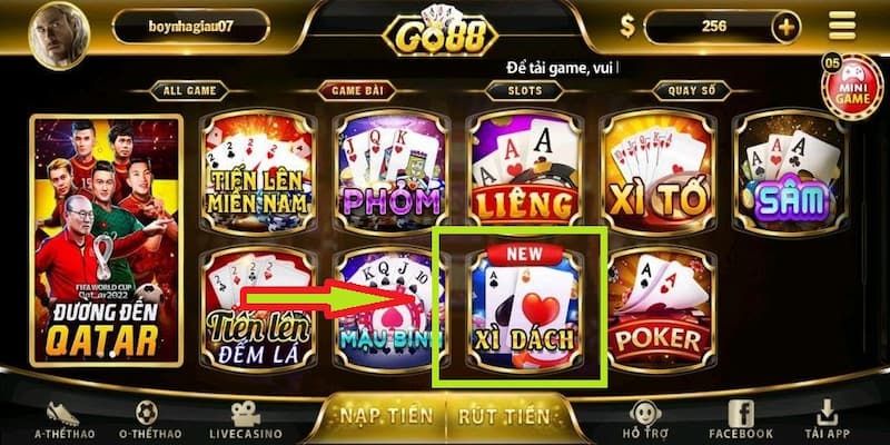 Hướng dẫn xì dách tại GO88 online