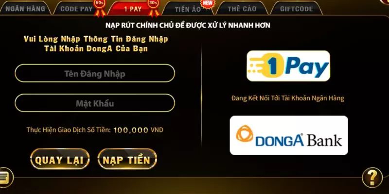 Các bước nạp và rút tiền GO88 Online