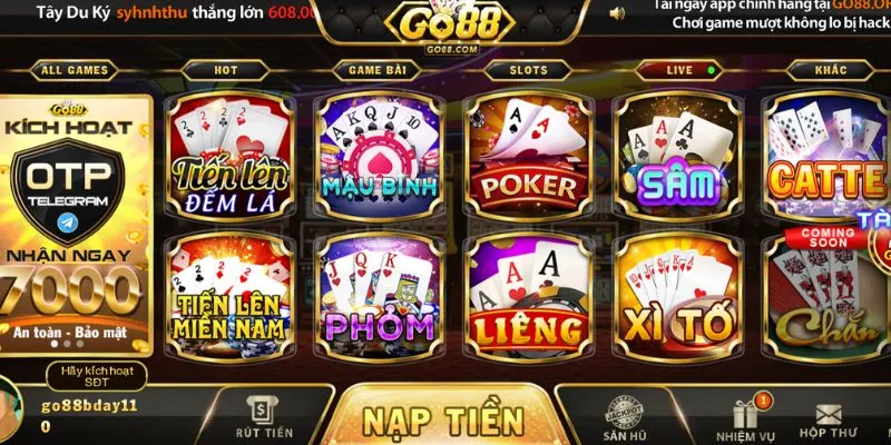 Giao diện Poker GO88 Online